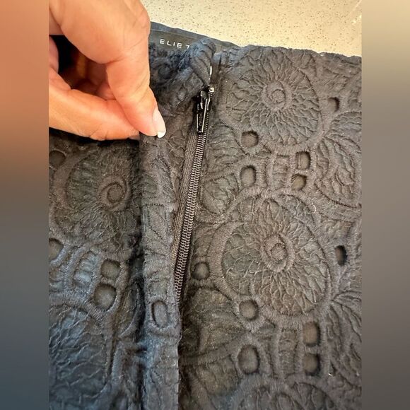 Elie Tahari Women's Black Floral Embroidered Lace Overlay Melissa Pants Size 4 - Picture 9 of 14
